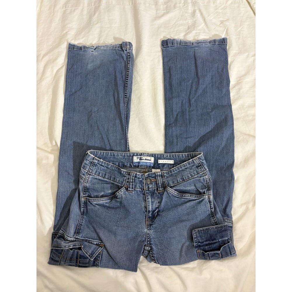 2000s Y2k Old Navy Cargo Mid Rise Bootcut Flare Jeans Size 2 Cute Girly Retro